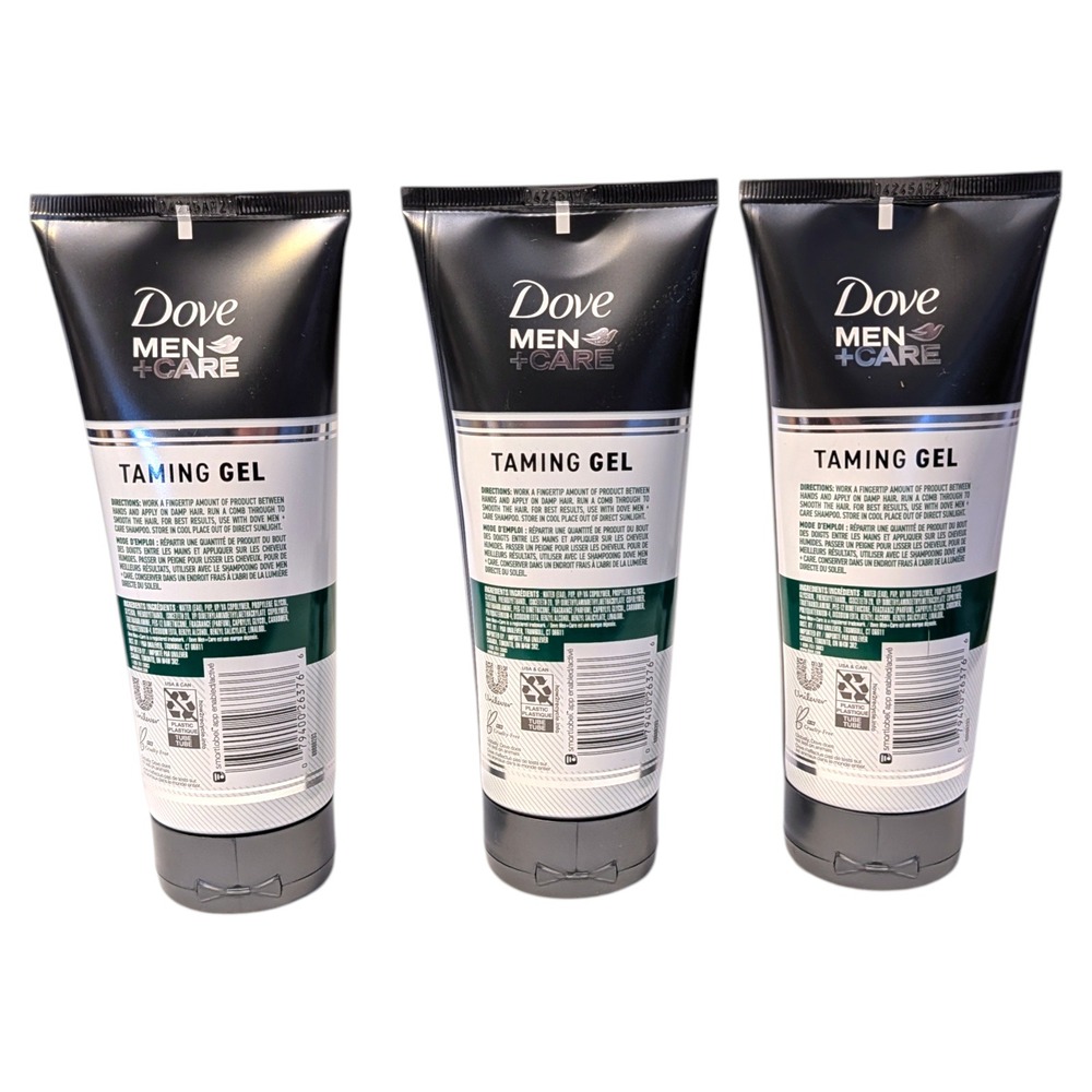 Dove Men+Care Taming Gel High Hold & Shine 7 oz 3 Pack Tubes Hair Styling - Picture 2 of 4
